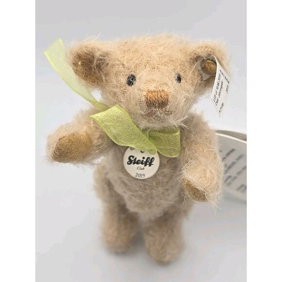 Steiff Club 2019 Teddy Bear Tan Mohair Plush Loyalty ID Button & COA Tag U315/3 - Picture 12 of 13